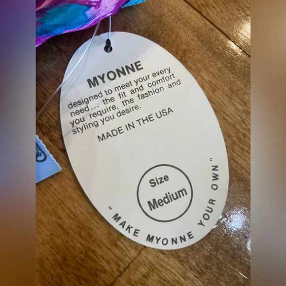 MYONNE Vintage 80s 90s Lingerie Set Purple Floral Design NWT Size Medium US Made - Picture 9 of 15